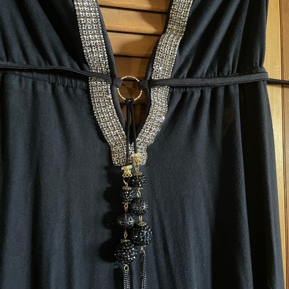 DONNATELLA Rhinestone halter low back long dress/gown black RARE - Picture 2 of 7
